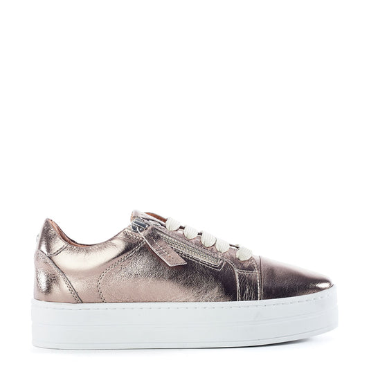 Abbiy Light Pewter Leather Trainers