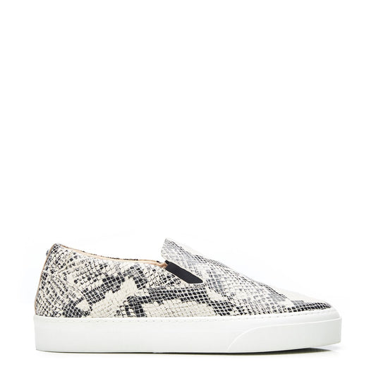 Adrina Natural Snake Print Leather Trainers