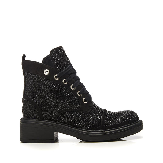 Aleyza Jet Black Alcantara Boots