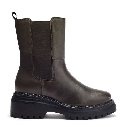 Azzura Khaki Leather Boots