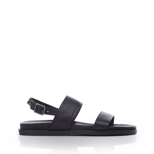 June Black Leather Sandals