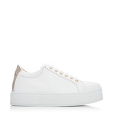 Kendall White-Gold Leather Trainers