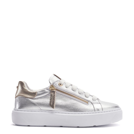 Bluebelle Silver Gold Leather Trainers