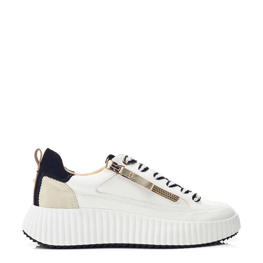 Bouville White Black Leather Trainers