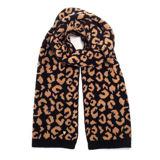 Cleo Scarf Black - Leopard Textile