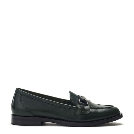 Elarra Green Leather Shoes