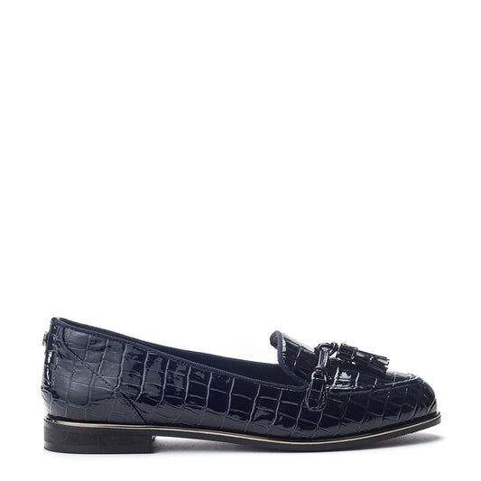 Erinn Navy Patent Mocc Croc Shoes