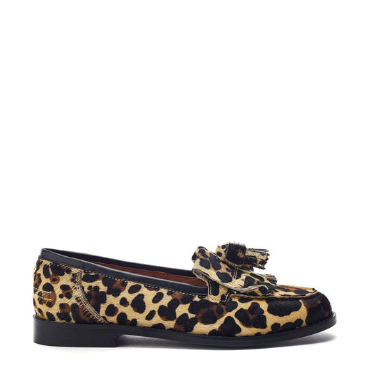 Florana Brown Mix Leopard Print Pony Hair Shoes