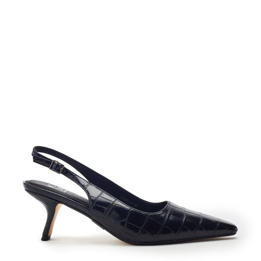Gasella Black Patent Mocc Croc Shoes
