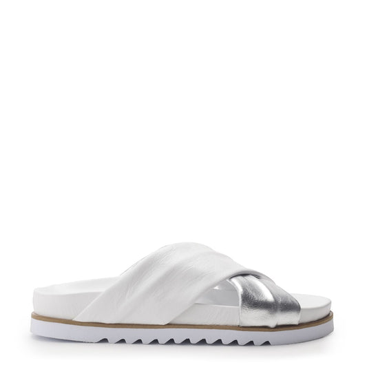 Jessa White - Silver Leather Sandals