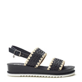 Kyraa Black Textile Sandals