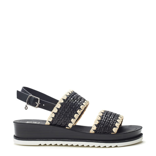Kyraa Black Textile Sandals