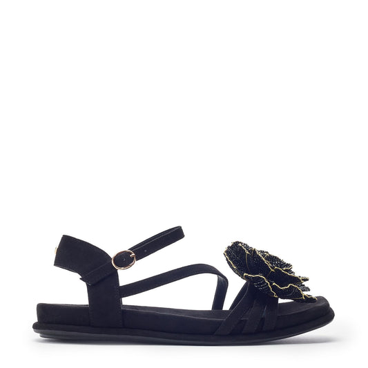 Lareesa Black Alcantara Sandals