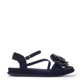Lareesa Black Alcantara Sandals