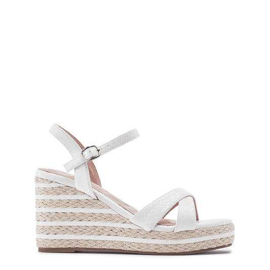 Maylia White Snake Print Sandals