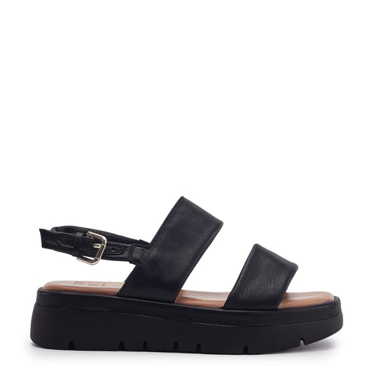 Netty Black Leather Sandals