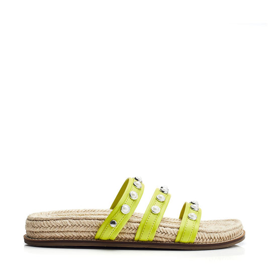 Orilla Lime Green Leather Sandals