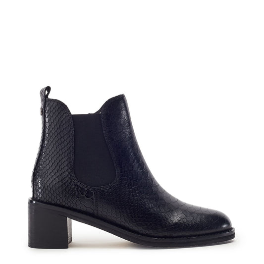 Payten Black Snake Print Leather Boots