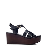 Quizette Black Leather Sandals