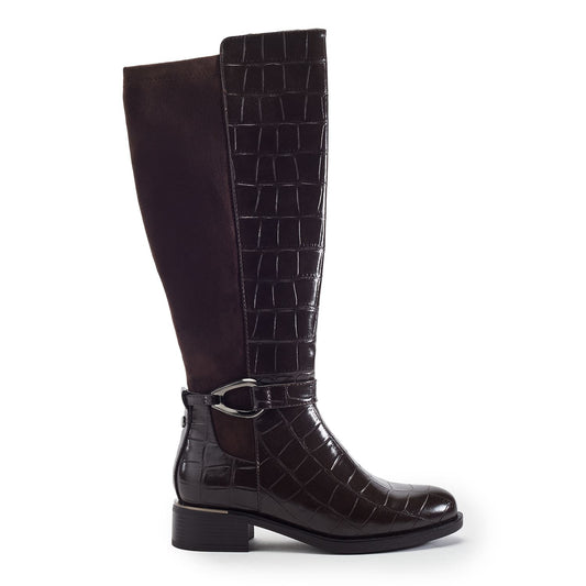 Ripley Dark Brown Croc Print Porvair Boots