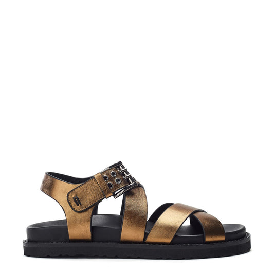 Sh Liner Gold Leather Sandals