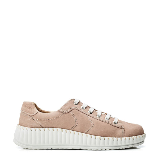 Sh Riyah Beige Leather Trainers