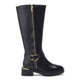 Sherie Black Leather Boots