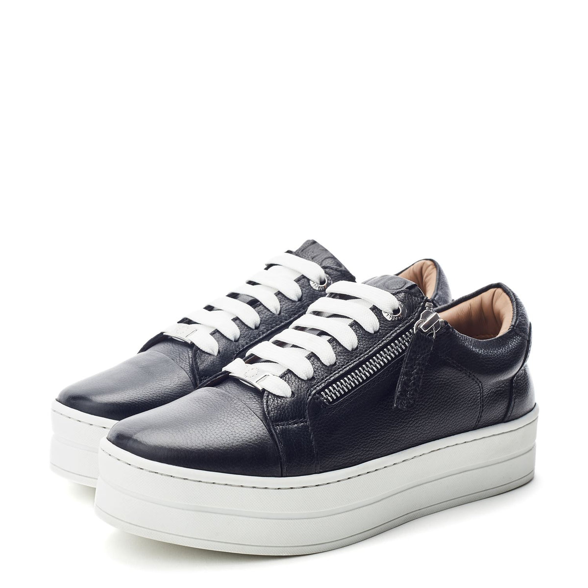 Abbee Black Leather Trainers