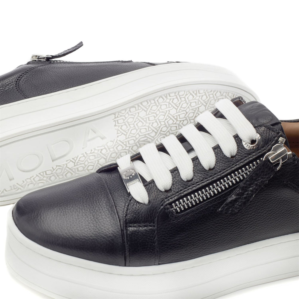 Abbee Black Leather Trainers