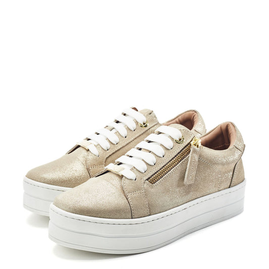 Abbee Gold Leather Trainers