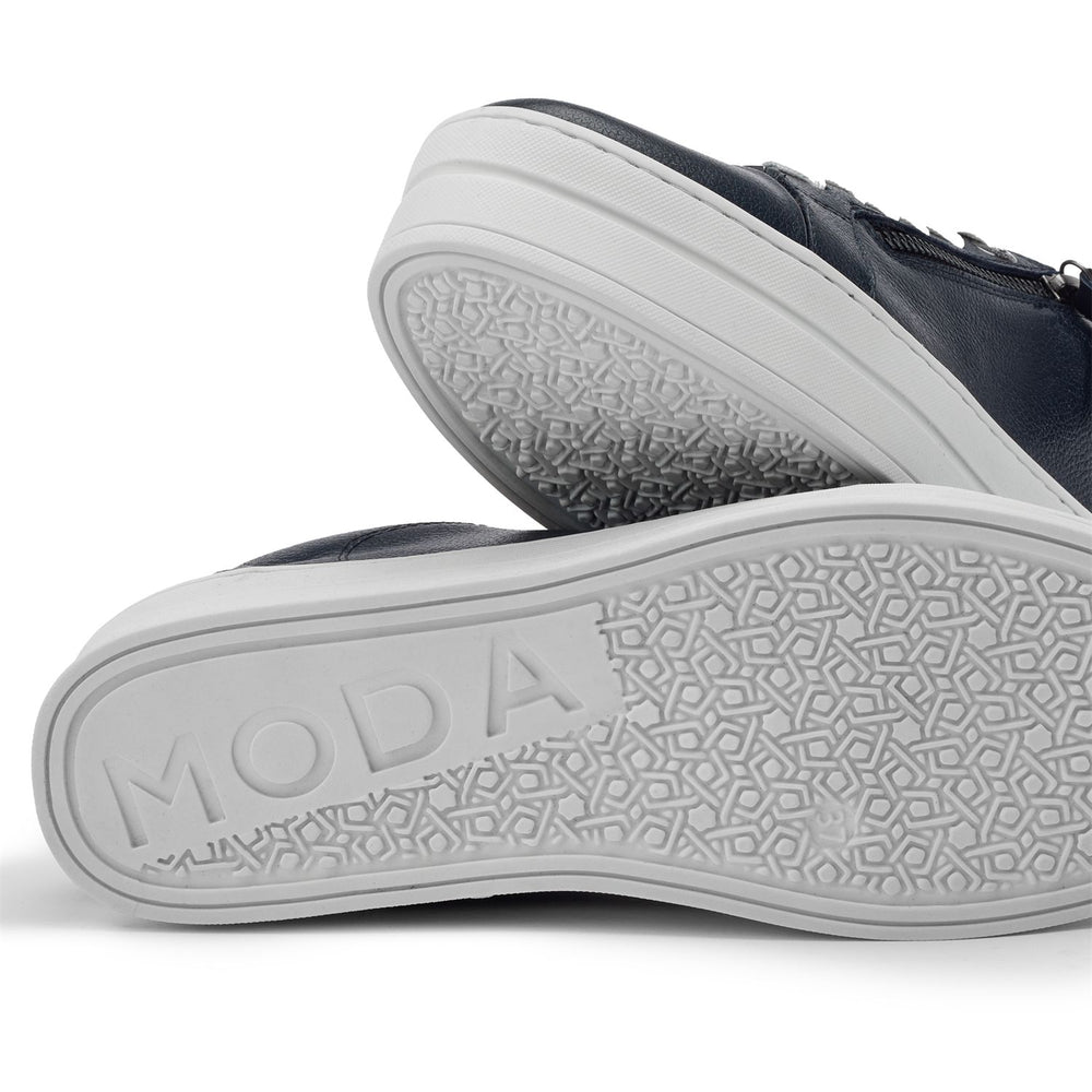 Abbee Navy Leather Leather Trainers