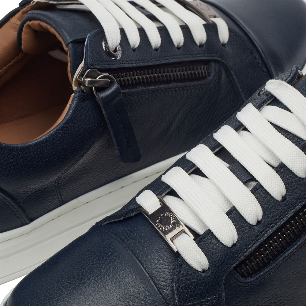 Abbee Navy Leather Leather Trainers