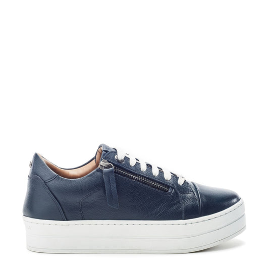 Abbee Navy Leather Leather Trainers