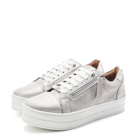 Abbee Silver Leather Trainers