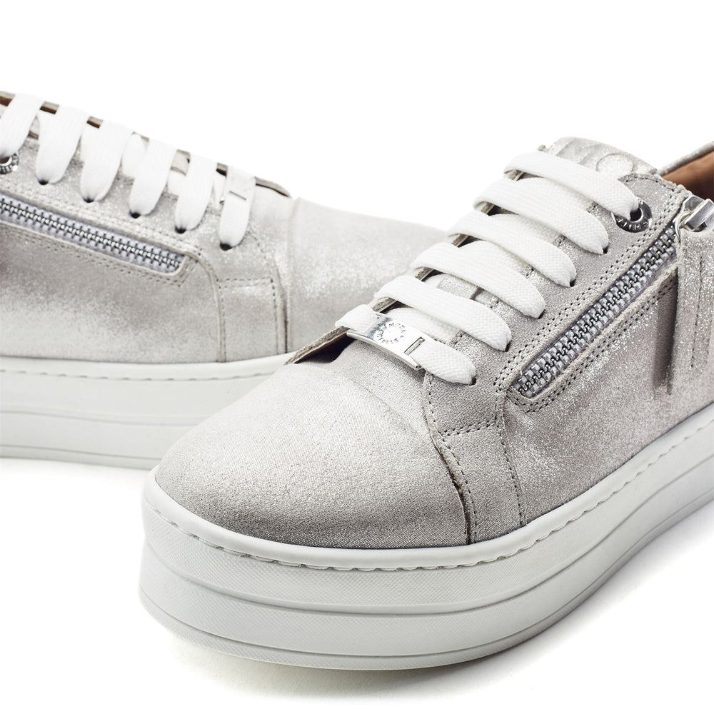 Abbee Silver Leather Trainers
