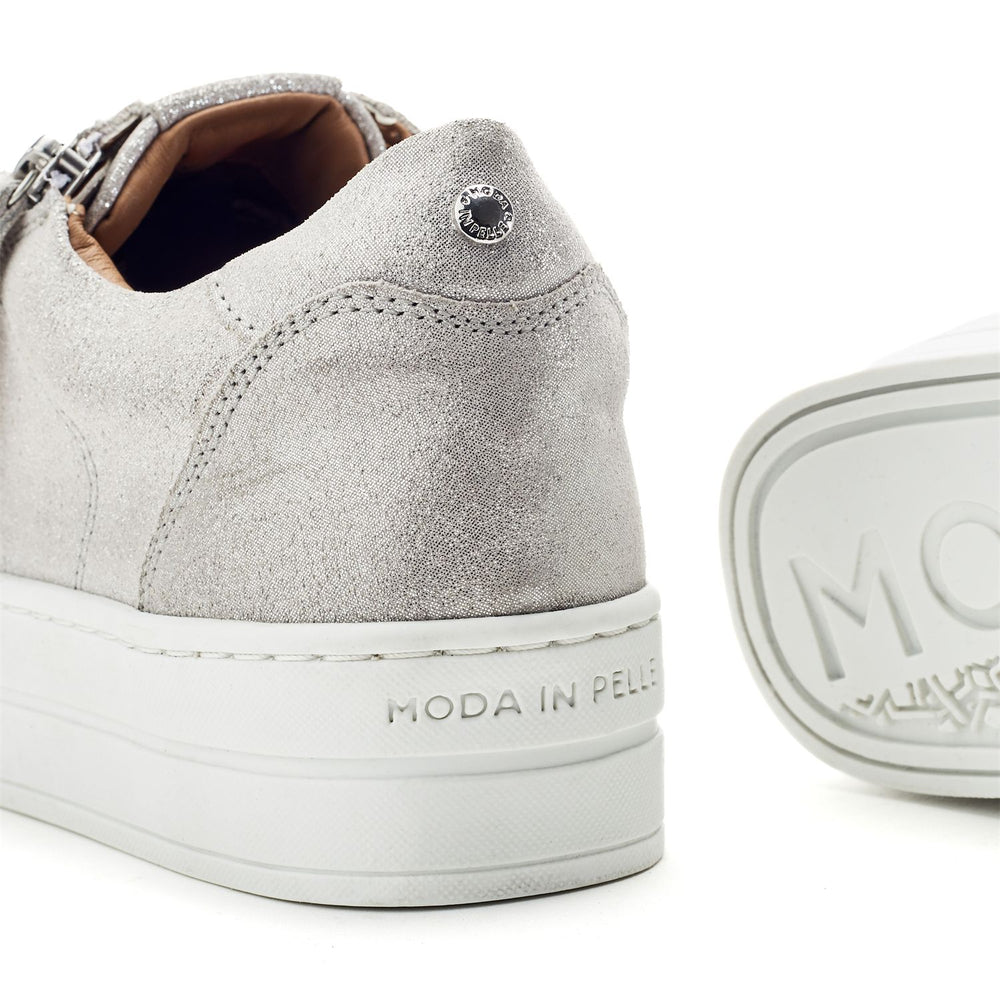 Abbee Silver Leather Trainers