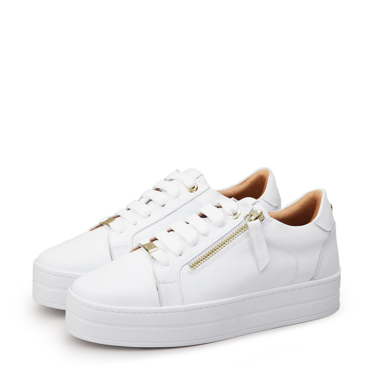 Abbee White Leather Trainers