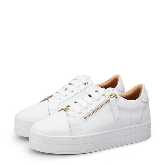 Abbee White Leather Trainers