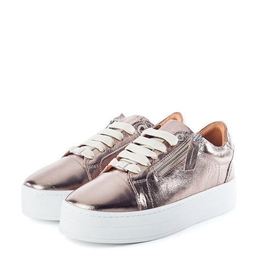 Abbiy Light Pewter Leather Trainers