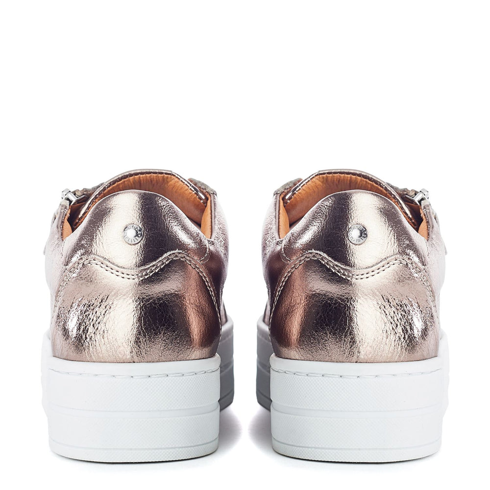 Abbiy Light Pewter Leather Trainers