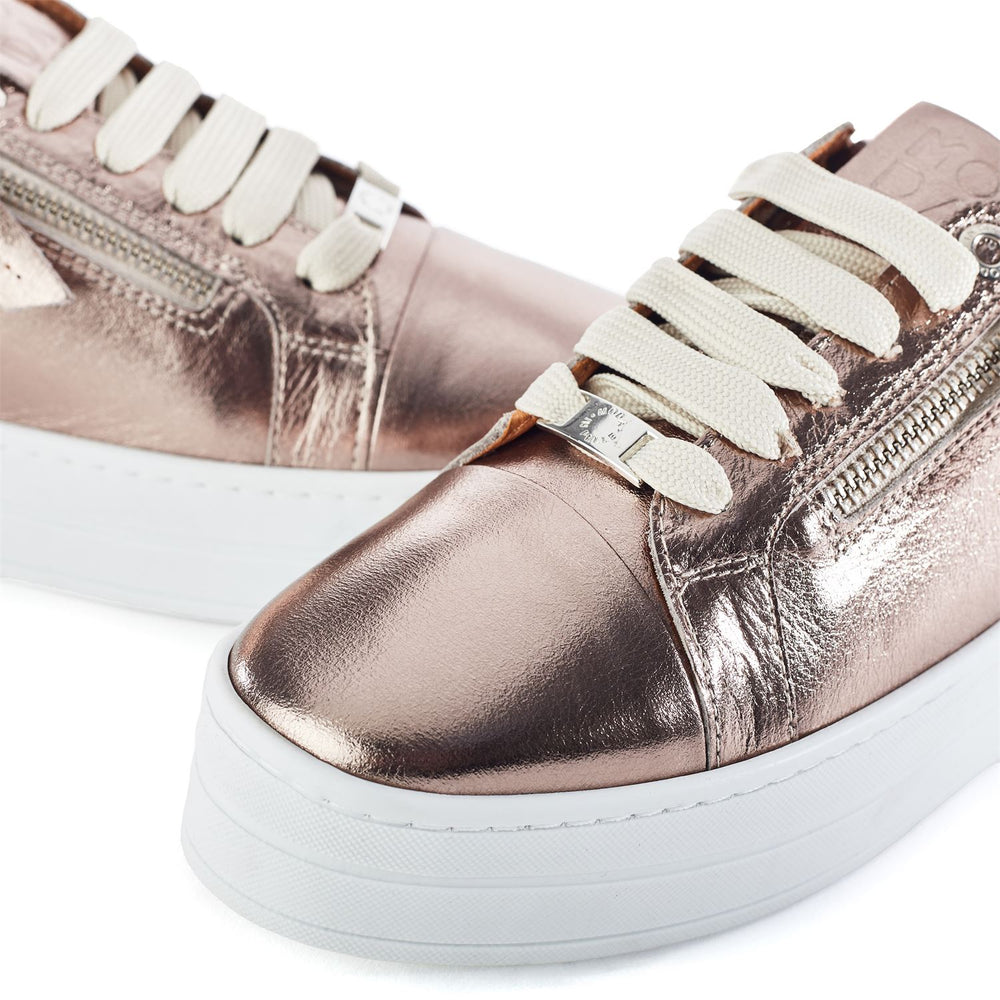 Abbiy Light Pewter Leather Trainers