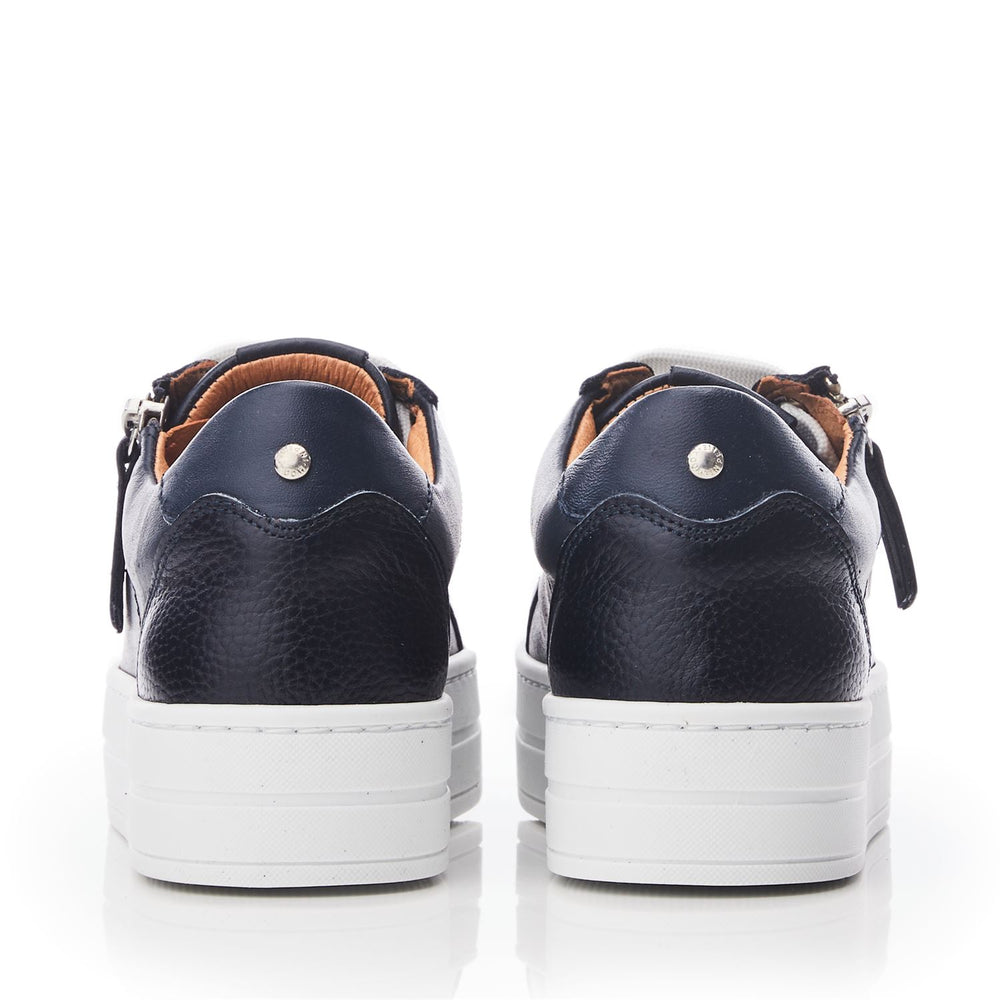 Abbiy Navy Leather Trainers