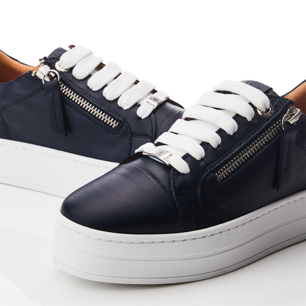 Abbiy Navy Leather Trainers