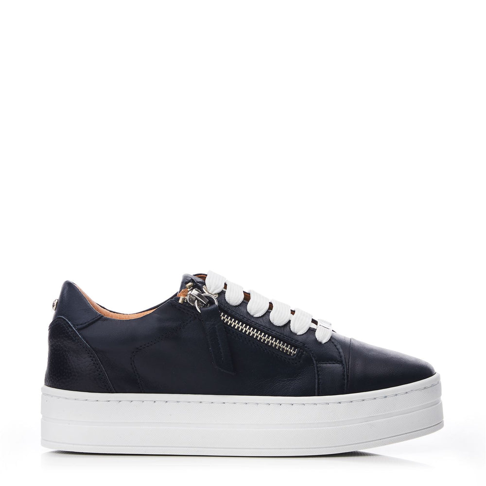 Abbiy Navy Leather Trainers