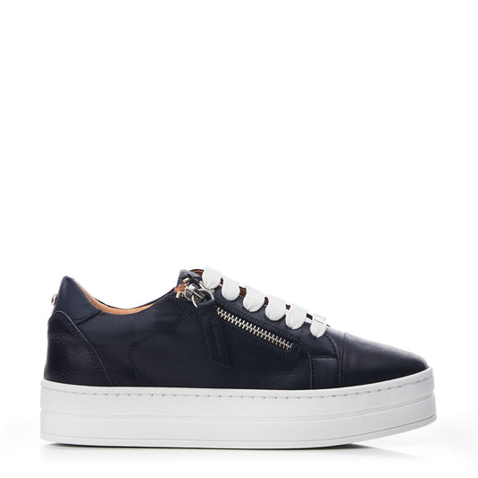 Abbiy Navy Leather Trainers