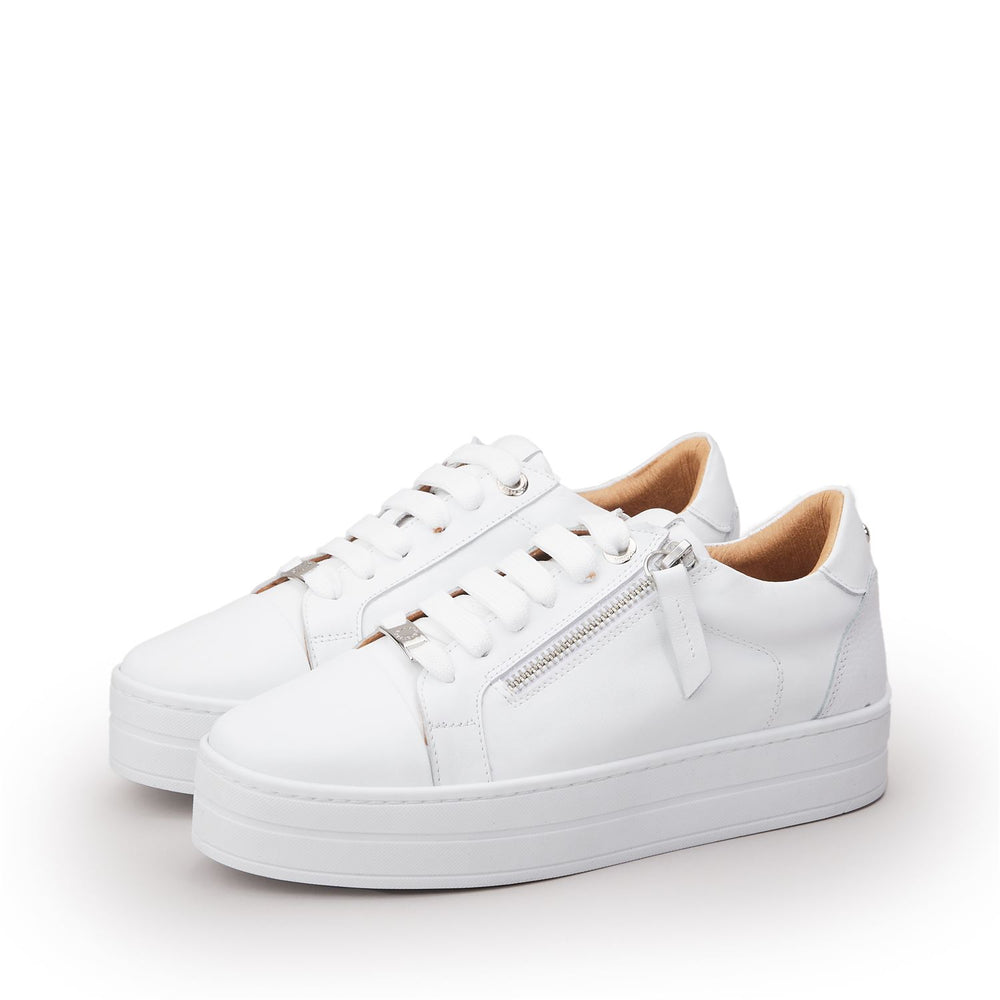 Abbiy White Leather Trainers