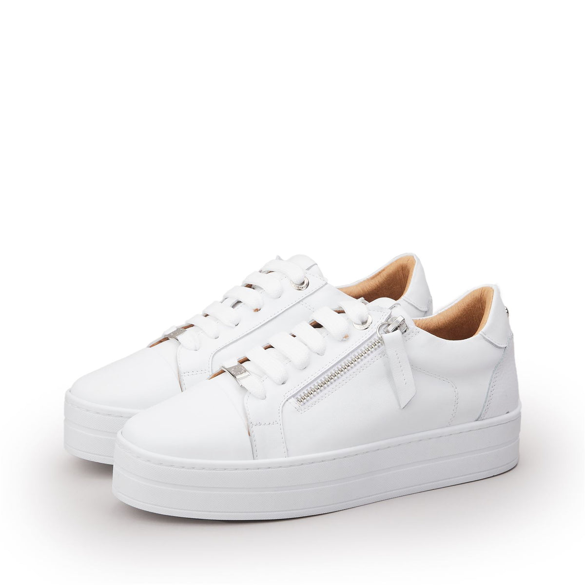 Abbiy White Leather Trainers