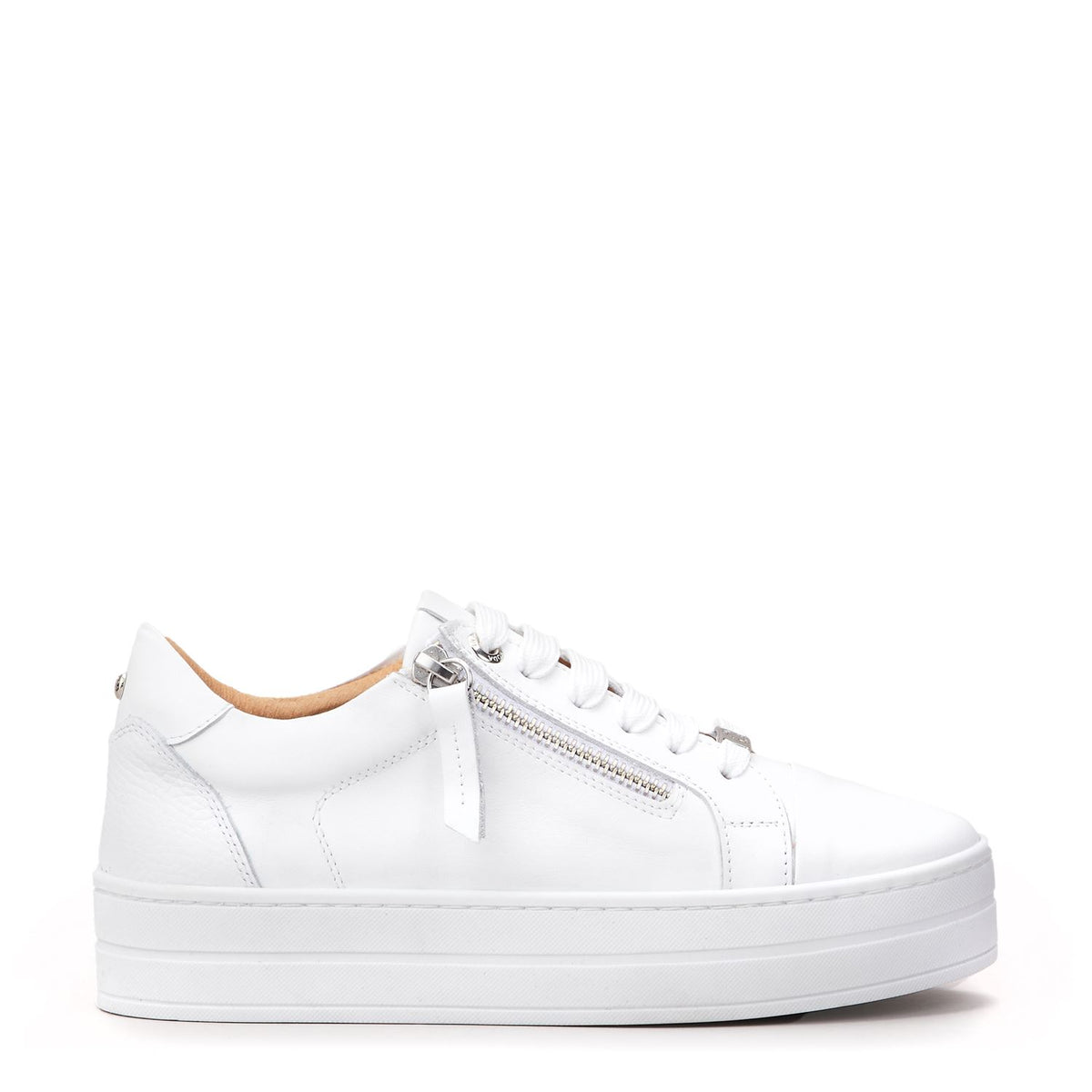 Abbiy White Leather Trainers