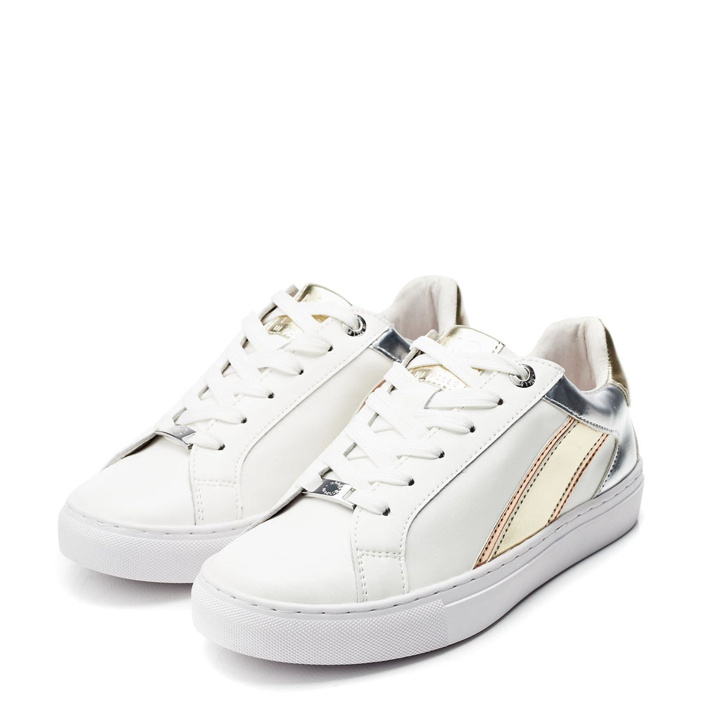 Abrini White-Gold Leather Trainers