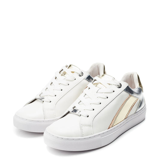 Abrini White-Gold Leather Trainers